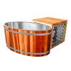 Picture of Customisable Oval 304/316 Stainless Steel Cold Plunge Tub with Red Cedar Skirt and Split Chiller Unit