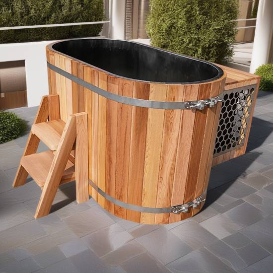 Picture of Sauna Cold Plunge Tub, Customisable Size, 304/316 Stainless Steel Liner, Red Cedar Skirt