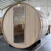Picture of Outdoor Red Cedar Round Barrel Dry Sauna, Traditional Wellness Sauna Cabin