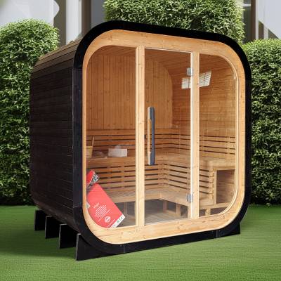 Portable Outdoor Prefabricated Square Barrel Sauna, Customisable, Corrosion and Moisture Resistant Traditional Dry Sauna