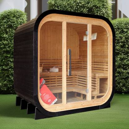 Picture of Portable Outdoor Prefabricated Square Barrel Sauna, Customisable, Corrosion and Moisture Resistant Traditional Dry Sauna