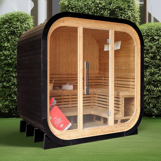 Picture of Portable Outdoor Prefabricated Square Barrel Sauna, Customisable, Corrosion and Moisture Resistant Traditional Dry Sauna