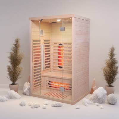 Customisable Single and Multi-Person Infrared Sauna Room with Heating Tubes, Hemlock, Commercial and Home