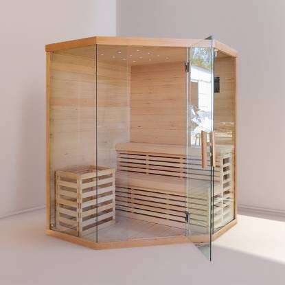 Picture of Customisable Modular Pentagon Hemlock Traditional Dry Sauna Room with Sauna Heater
