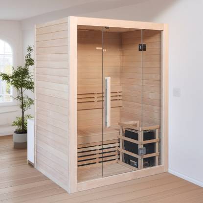 Picture of Customisable Prefabricated Indoor Traditional Dry Sauna Room for 2 People, Hemlock Timber