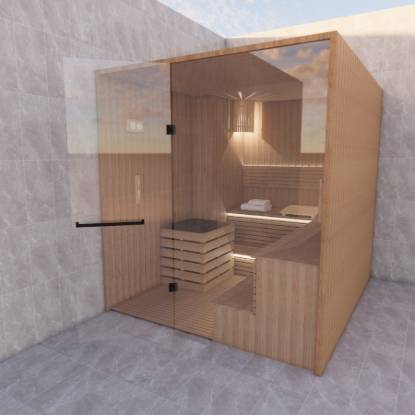 Picture of Customisable Modular Dry Sauna Room in Hemlock, Red Cedar or White Pine for Hotels and Spas