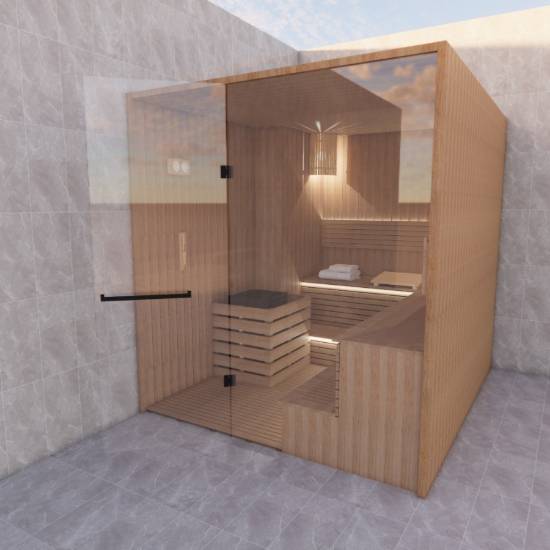 Picture of Customisable Modular Dry Sauna Room in Hemlock, Red Cedar or White Pine for Hotels and Spas