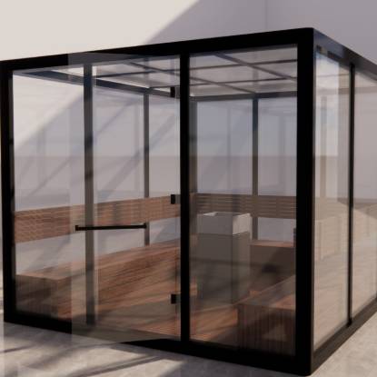 Picture of Large Customisable Modular Glass Steam Sauna Room, Double Laminated Glass, Stainless Steel Profile
