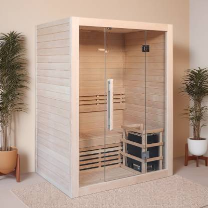 Picture of Customisable 2-Person Traditional Dry Sauna Room, Red Cedar or Hemlock, for Homes and Hotels
