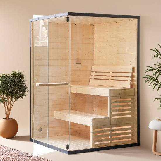 Picture of Customisable 1-3 Person Dry Steam Sauna Cabin, White Pine, Hemlock or Red Cedar