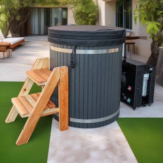 Picture of Customisable 2.0mm 304 Stainless Steel Cold Plunge Tub, Red Cedar or WPC Skirt Option