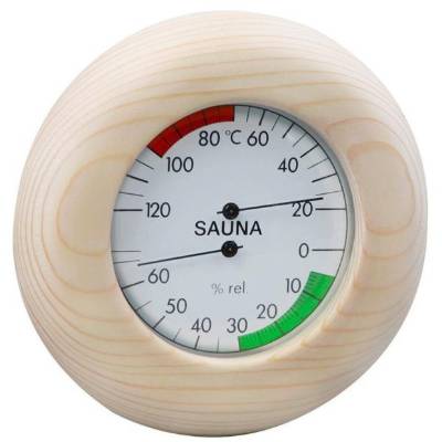 Sauna Aluminium and Timber Thermometer and Hygrometer for Dry and Steam Rooms