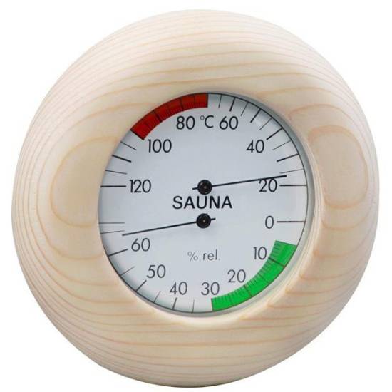 Picture of Sauna Aluminium and Timber Thermometer and Hygrometer for Dry and Steam Rooms