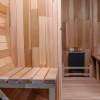 Picture of Caisheng Outdoor Red Cedar Round Barrel Sauna, Traditional Dry Steam Cabin