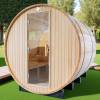 Picture of Outdoor Red Cedar Round Barrel Dry Sauna, Traditional Wellness Sauna Cabin