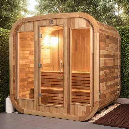 Picture of Portable Outdoor Prefabricated Square Barrel Sauna, Customisable, Corrosion and Moisture Resistant Traditional Dry Sauna