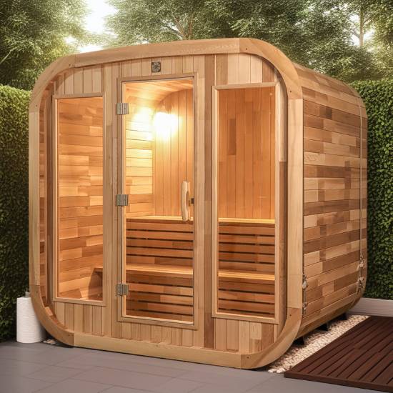 Picture of Portable Outdoor Prefabricated Square Barrel Sauna, Customisable, Corrosion and Moisture Resistant Traditional Dry Sauna