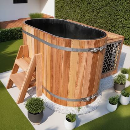 Picture of Caisheng Sauna Cold Plunge Tub, Customisable 304 Stainless Steel Liner with Red Cedar Skirt