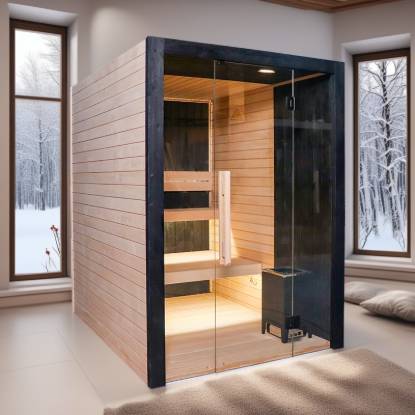 Picture of 3-4 Person Indoor Hemlock Traditional Sauna Room, Hotel Grade, Demountable Dry Steam