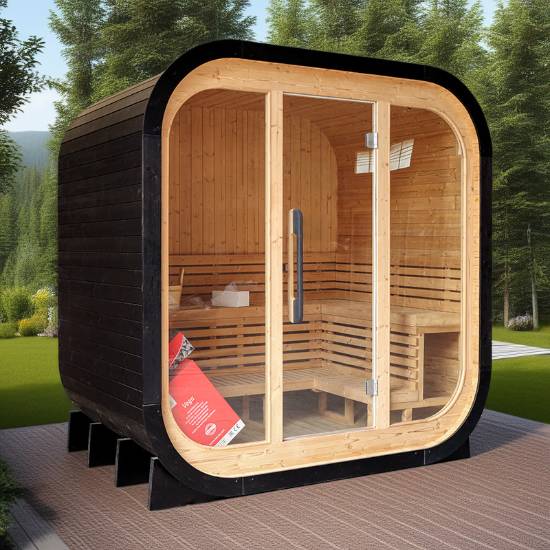 Picture of Portable Outdoor Prefabricated Square Barrel Sauna, Customisable, Corrosion and Moisture Resistant Traditional Dry Sauna