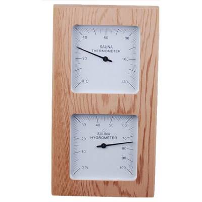 Sauna Aluminium and Timber Thermometer and Hygrometer for Dry and Steam Rooms