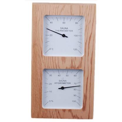 Picture of Sauna Aluminium and Timber Thermometer and Hygrometer for Dry and Steam Rooms