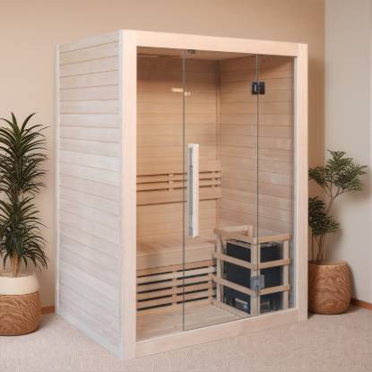 Picture of Customisable Prefabricated Indoor Traditional Dry Sauna Room for 2 People, Hemlock Timber
