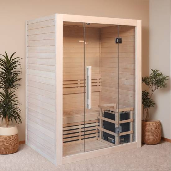 Picture of Customisable Prefabricated Indoor Traditional Dry Sauna Room for 2 People, Hemlock Timber