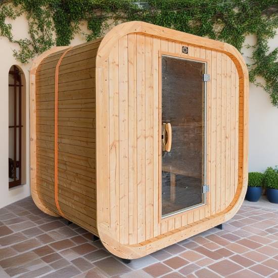 Picture of Portable Outdoor Prefabricated Square Barrel Sauna, Customisable, Corrosion and Moisture Resistant Traditional Dry Sauna