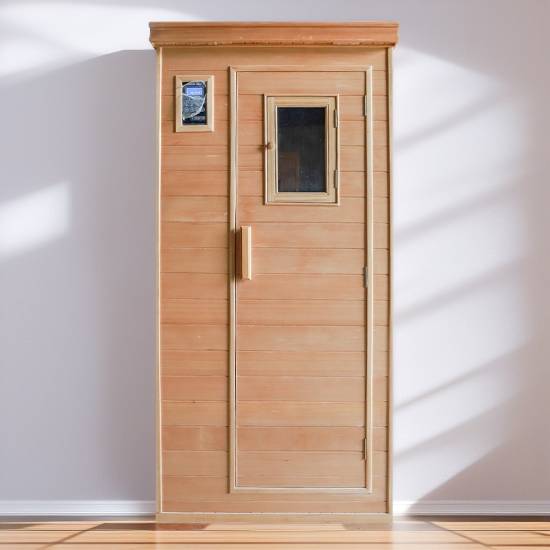 Picture of Single Person Hemlock Infrared Sauna Room, Red Cedar or Spruce, Customisable Prefabricated