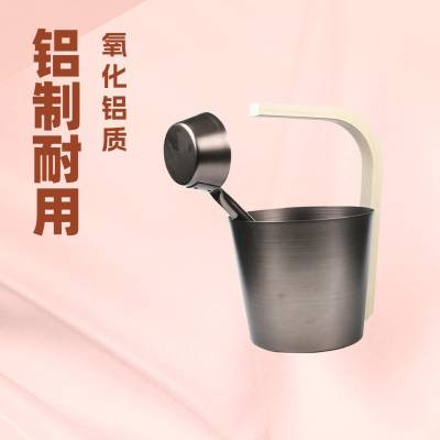 Traditional Dry Sauna Metal Water Bucket with Ladle, 5L Large Capacity