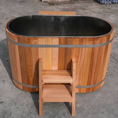 Caisheng Sauna Cold Plunge Tub, Customisable 304 Stainless Steel Liner, Red Cedar Skirt, Minimalist
