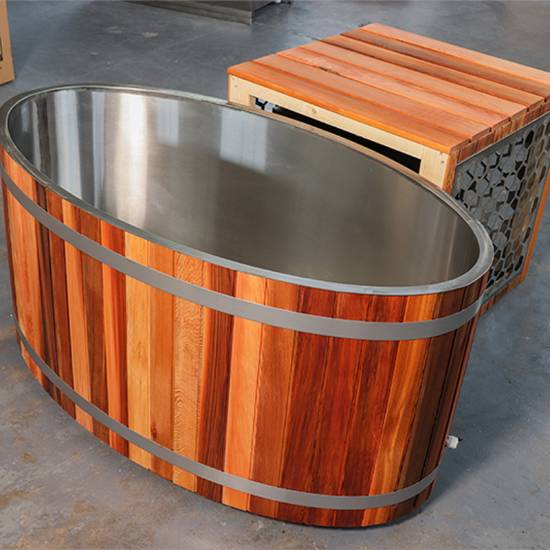 Picture of Caisheng Indoor Sauna Cold Plunge Tub, Customisable 304 Stainless Steel Liner, Red Cedar Skirt