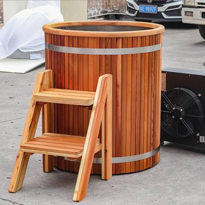 Picture of Caisheng Sauna Cold Plunge Tub, 304 Stainless Steel with Red Cedar Skirt, Customisable