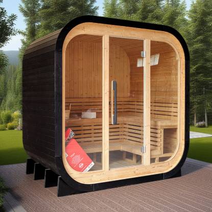 Picture of Portable Outdoor Prefabricated Square Barrel Sauna, Customisable, Corrosion and Moisture Resistant Traditional Dry Sauna
