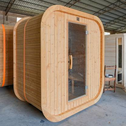 Picture of Portable Prefabricated Sweat Room, Square Barrel Sauna, Customisable, Corrosion and Moisture Resistant, Traditional