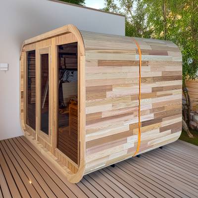 Portable Outdoor Prefabricated Square Barrel Sauna, Customisable, Corrosion and Moisture Resistant Traditional Dry Sauna