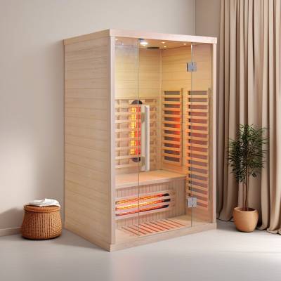 Customisable Modular Sauna Room with Smart Thermostat and Infrared Light Wave, for Hotels and Homes