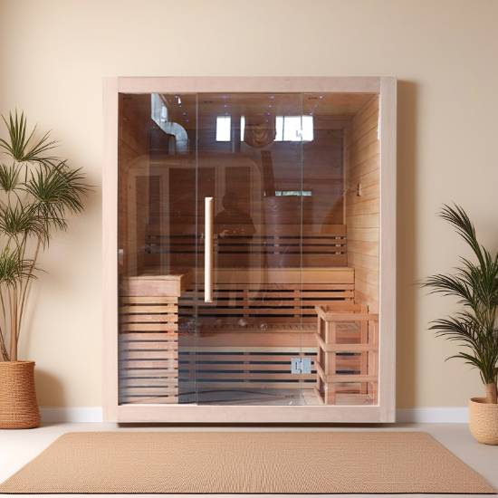 Picture of Canadian Hemlock Traditional Dry Sauna Room, Demountable Design