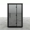 Picture of Outdoor Glass Cabin Sauna, Modern Frame Steam Room with Stove, 6 Person