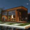 Picture of Canadian Red Cedar Outdoor Cube Sauna with Gym Sauna Room and Steam Room