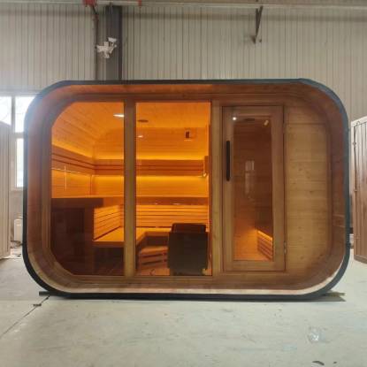 Picture of Luxury 4 to 8 Person Outdoor Steam Sauna with Wood-Fired Heater