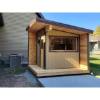 Picture of Traditional Beige Pine Outdoor Sauna, Sloped Roof, Viewing Window, Wood-Fired Heater