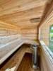 Picture of Traditional Beige Pine Outdoor Sauna, Sloped Roof, Viewing Window, Wood-Fired Heater