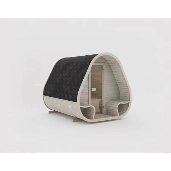 Picture of Outdoor Sculptural Wellness Rest Pod, Round Frame Design with Built-In Curved Bench, Compact