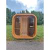 Picture of Rustic Outdoor Oval Wooden Sauna with Full Glass Panel for Villas and Resorts