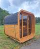 Picture of Rustic Outdoor Oval Wooden Sauna with Full Glass Panel for Villas and Resorts