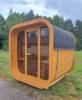 Picture of Rustic Outdoor Oval Wooden Sauna with Full Glass Panel for Villas and Resorts