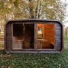 Picture of Solid Redwood Wood-Fired Outdoor Sauna with Panoramic Glass, Two-Zone Design, Weatherproof