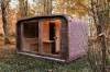 Picture of Solid Redwood Wood-Fired Outdoor Sauna with Panoramic Glass, Two-Zone Design, Weatherproof